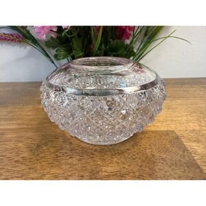 Vintage Pressed Glass Hobnail Bowl – Starburst Base Clear Art Glass MCM‎ Decor